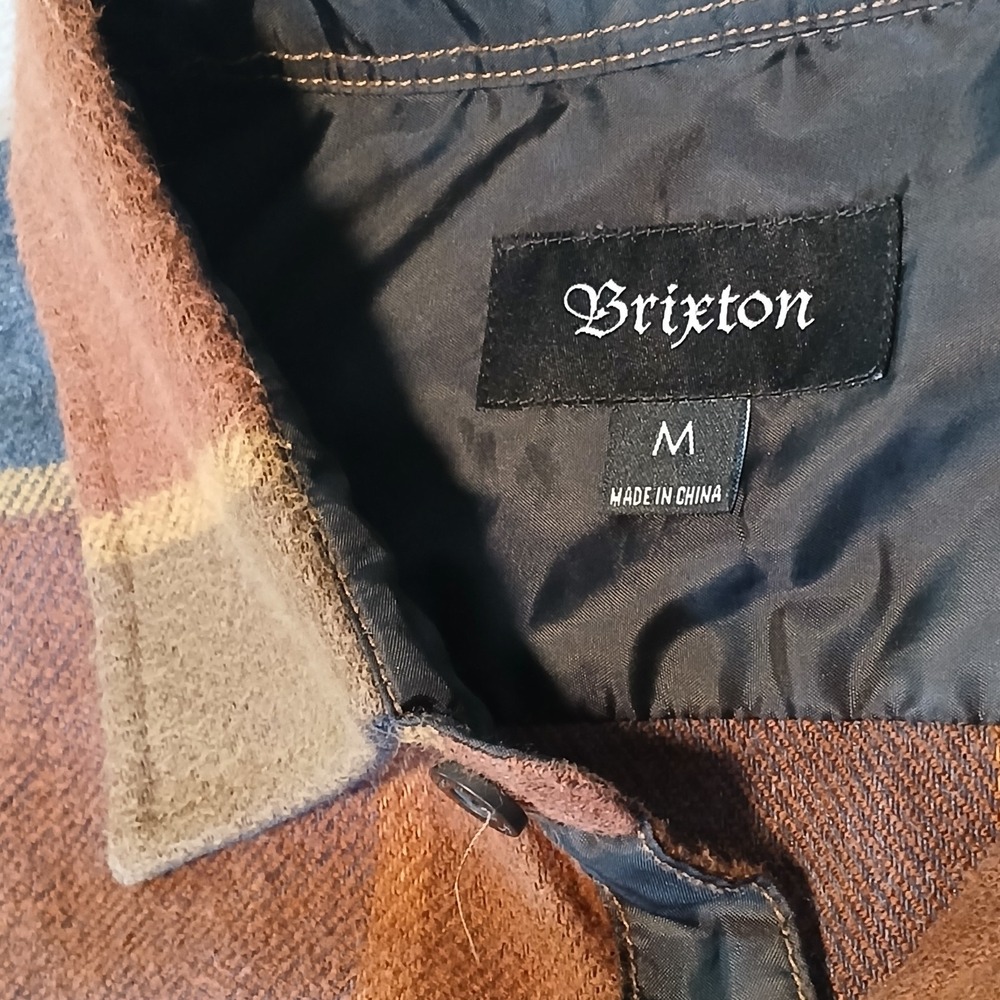 Brixton Shirt‎ Mens Size M Brown Plaid Flannel Button Up Long Sleeve Casual Soft - Picture 7 of 9